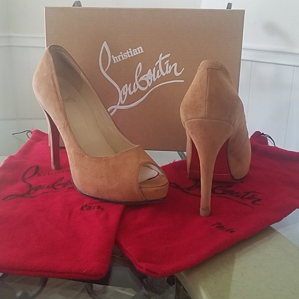Tan Suede Louboutin Heels